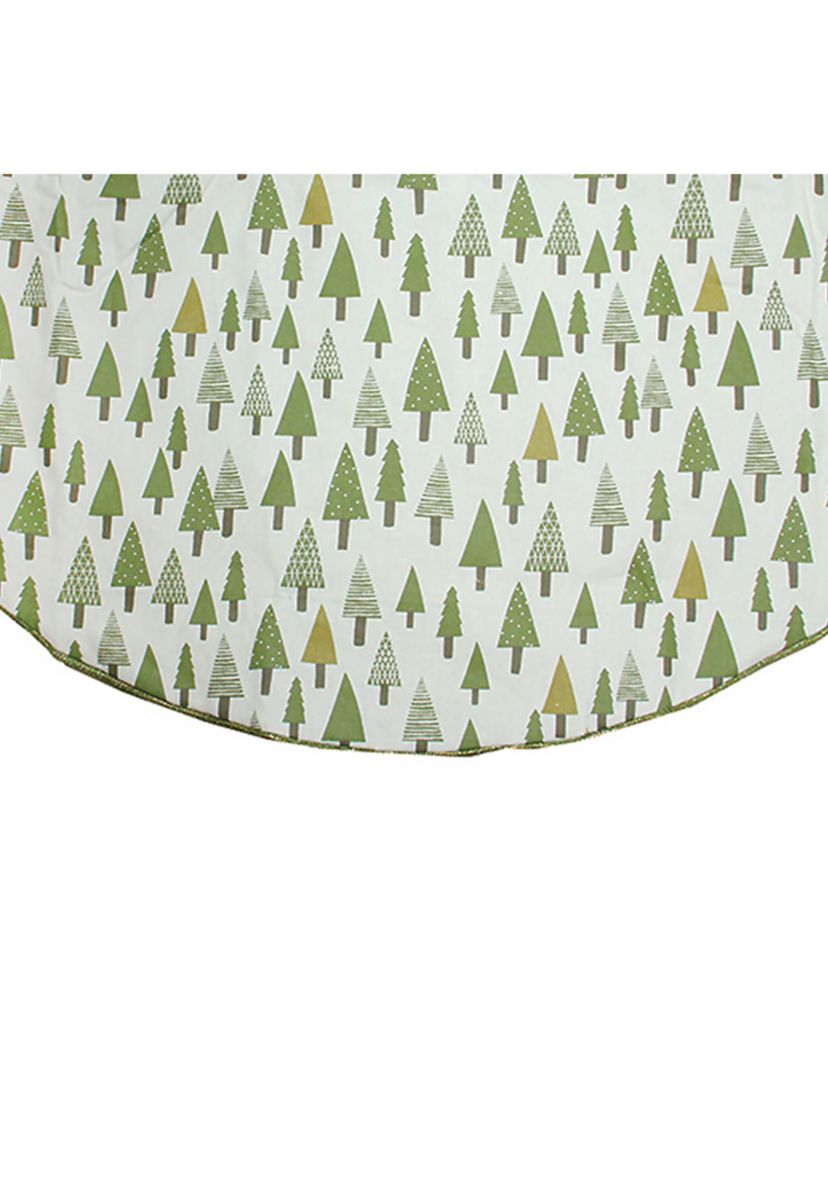 48Inch Cream White and Green Forest Christmas Tree Skirt
