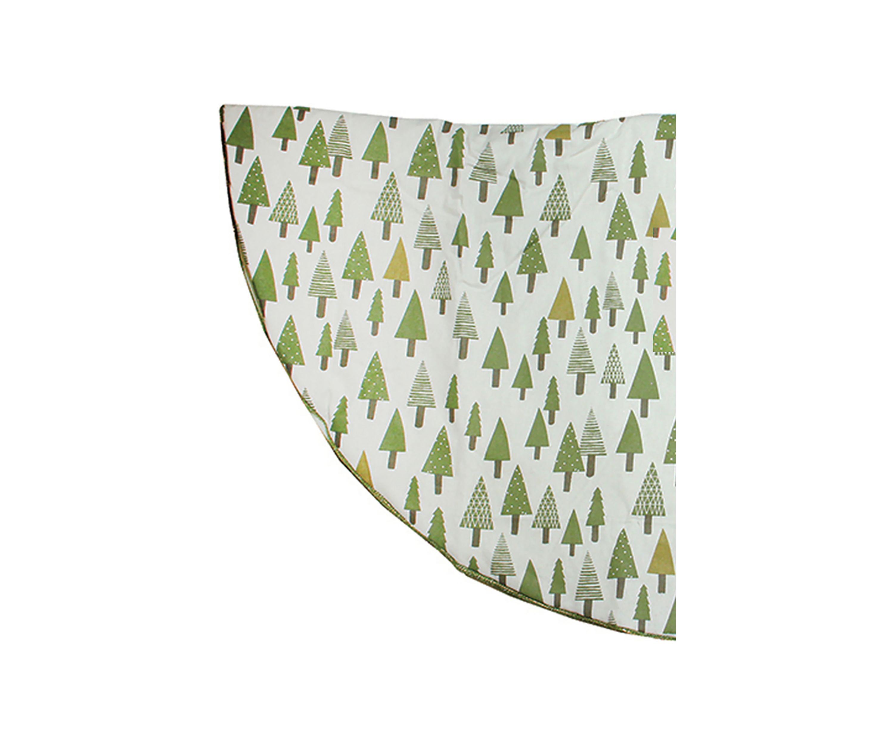 48Inch Cream White and Green Forest Christmas Tree Skirt