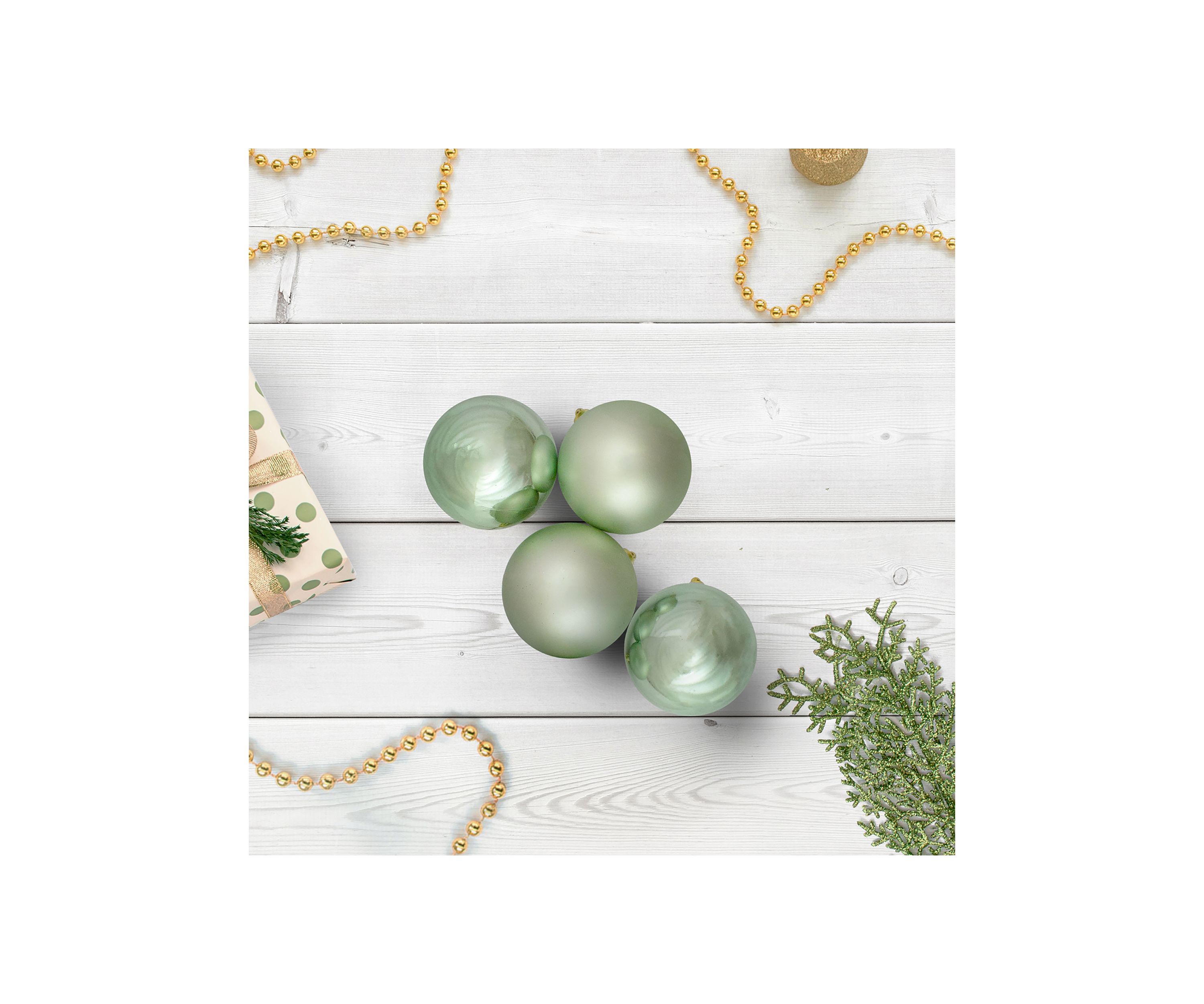 60ct Celadon Green Shatterproof 2-Finish Christmas Ball Ornaments 2.5Inch (60mm)