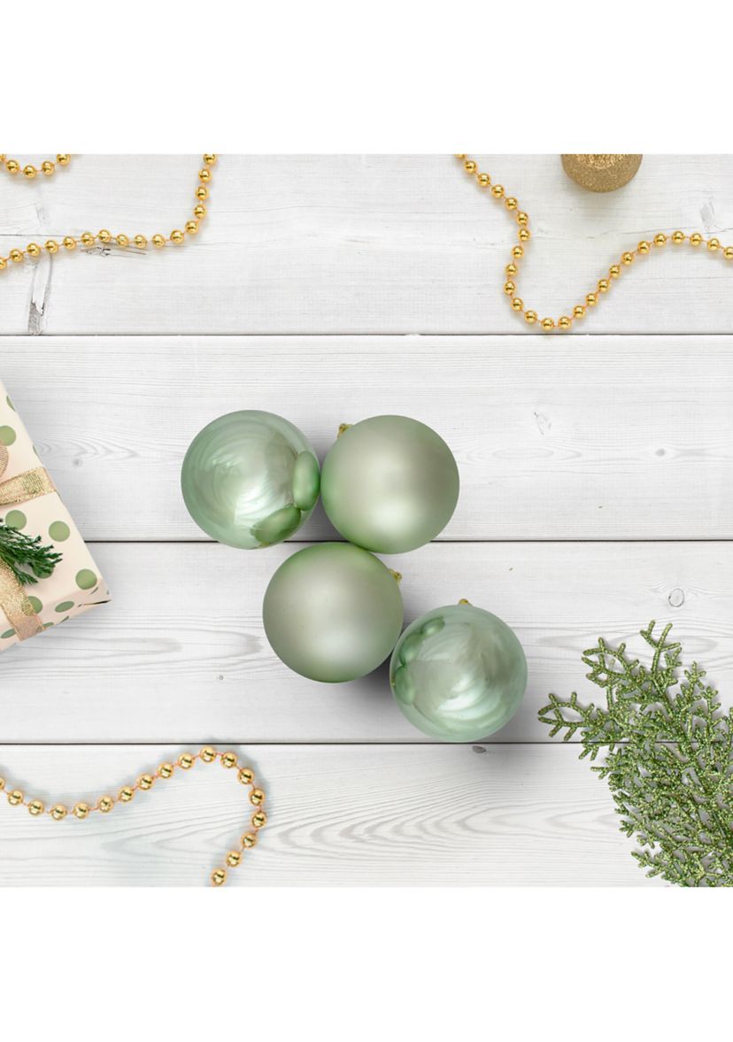 60ct Celadon Green Shatterproof 2-Finish Christmas Ball Ornaments 2.5Inch (60mm)