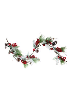 5.5' x 7Inch Frosted and Flocked Artificial Christmas Garland - Unlit
