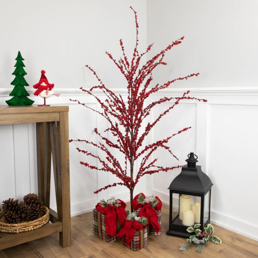 5 Artificial Red Berry Christmas Twig Tree  Unlit