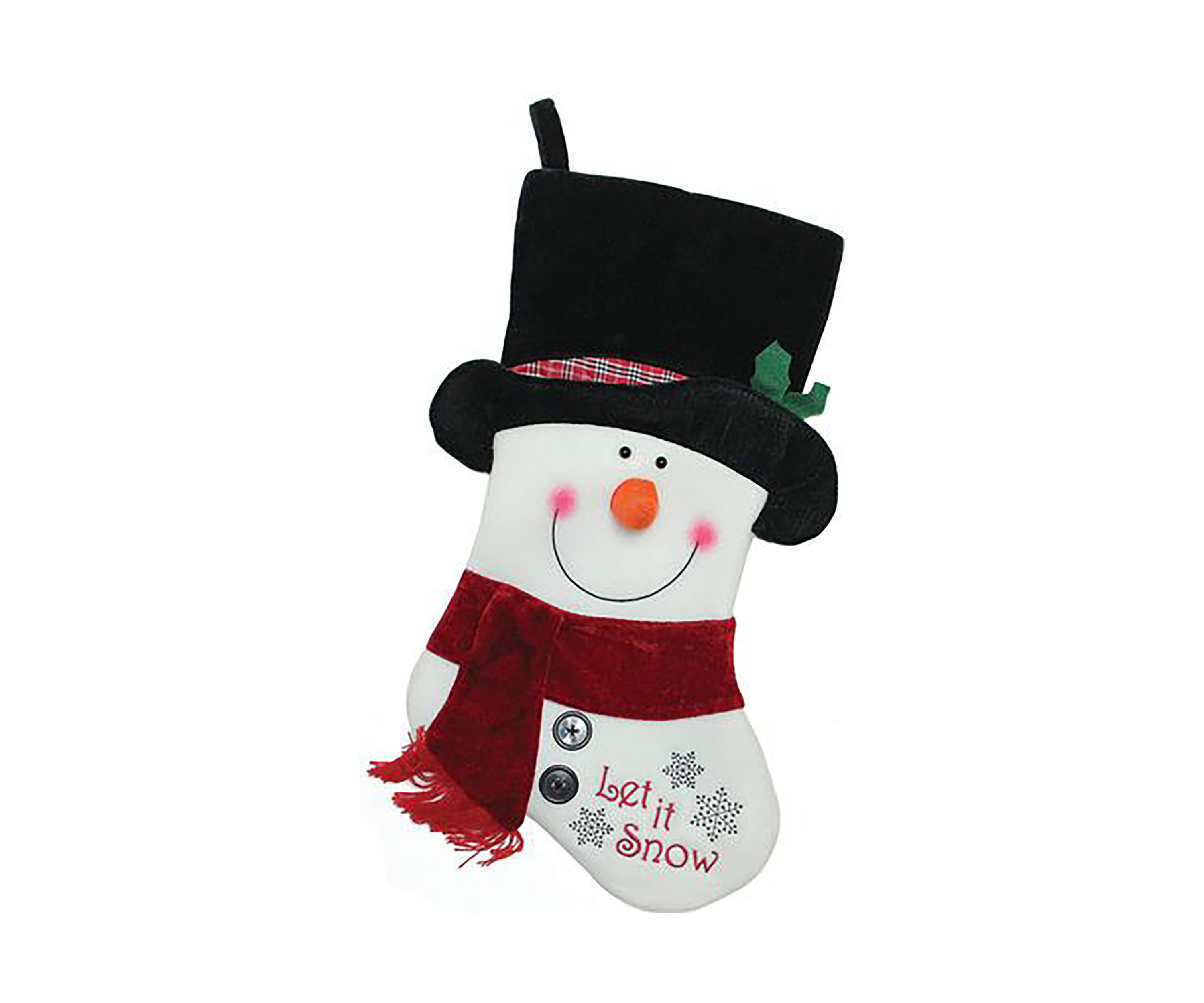 19Inch Black  Red and White Embroidered InchLet It Snow!Inch Snowman Christmas Stocking
