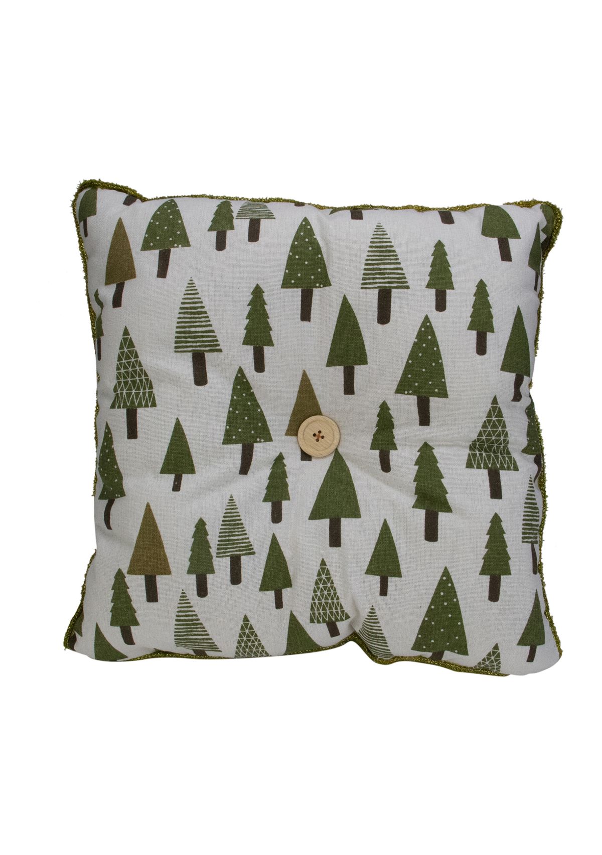 15Inch Forest Green Tree Print Rustic Woodland Decorative Christmas Throw Pillow
