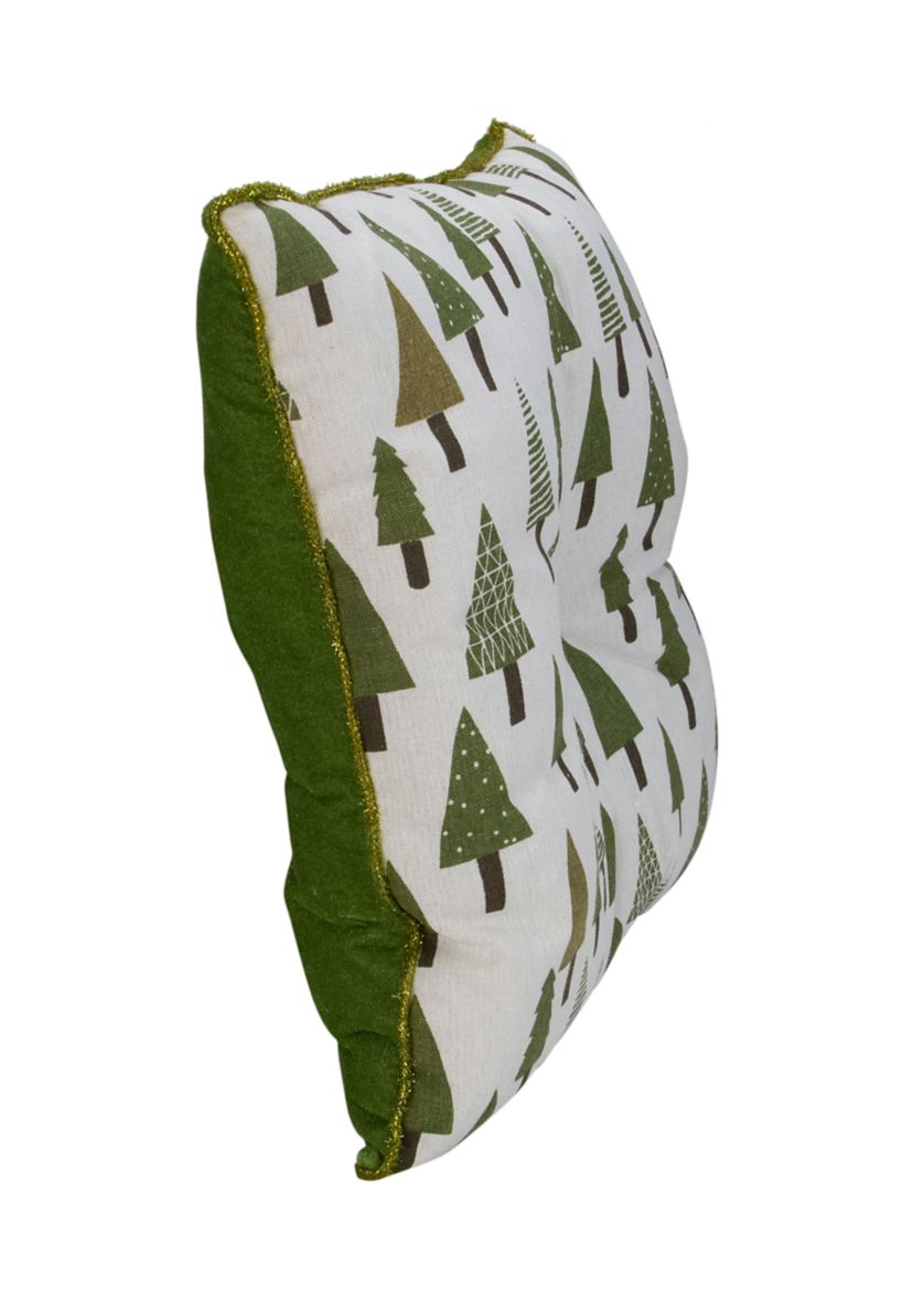 15Inch Forest Green Tree Print Rustic Woodland Decorative Christmas Throw Pillow