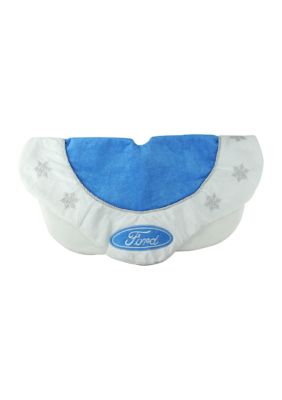 21.5Inch Blue and White Ford Scalloped Mini Christmas Tree Skirt
