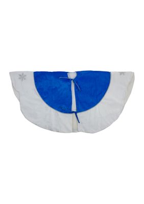 21.5Inch Blue and White Ford Scalloped Mini Christmas Tree Skirt