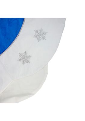 21.5Inch Blue and White Ford Scalloped Mini Christmas Tree Skirt