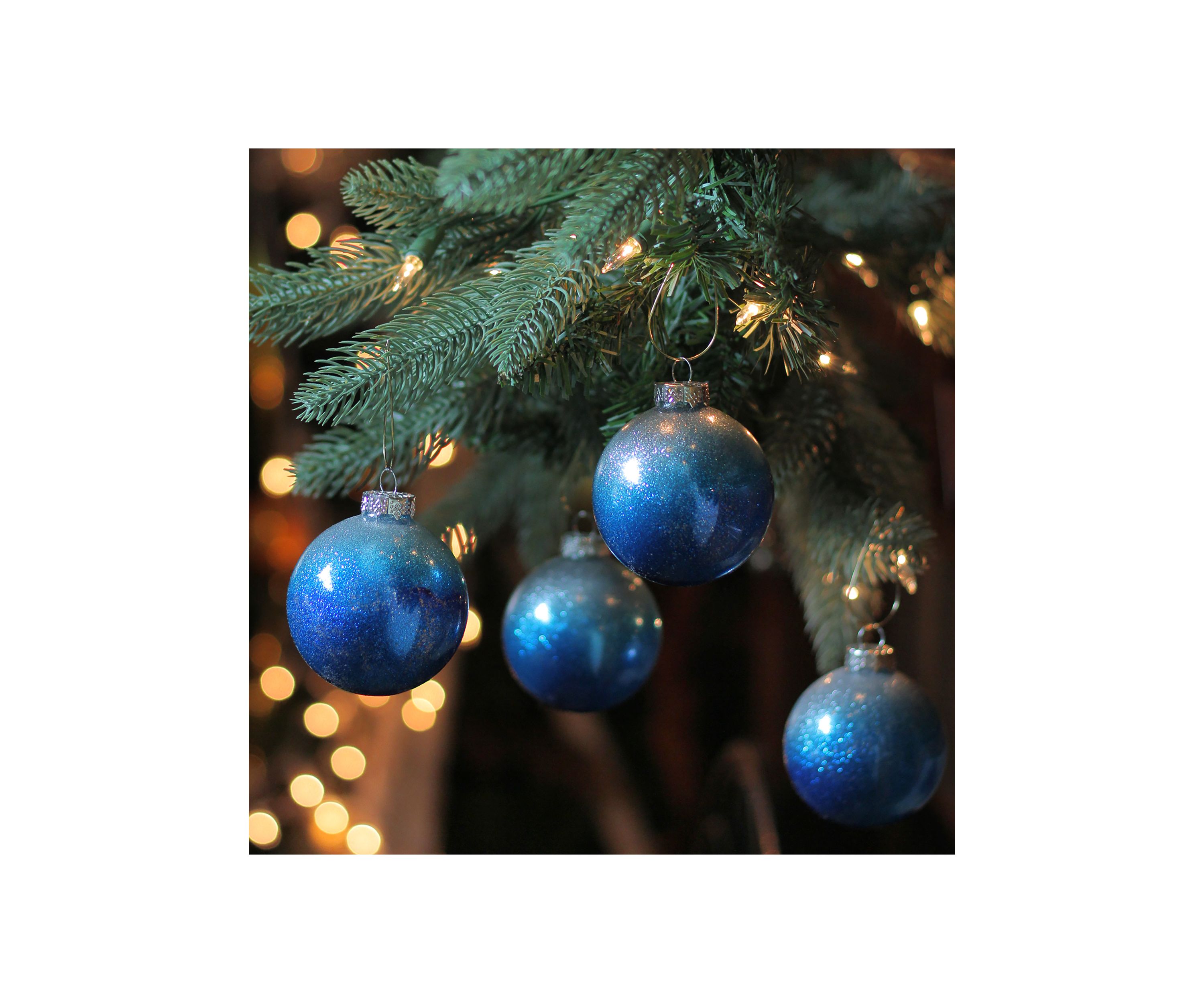 4ct Blue and Silver Glittered Glass Christmas Ornament Ball Set 2.75Inch (70mm)