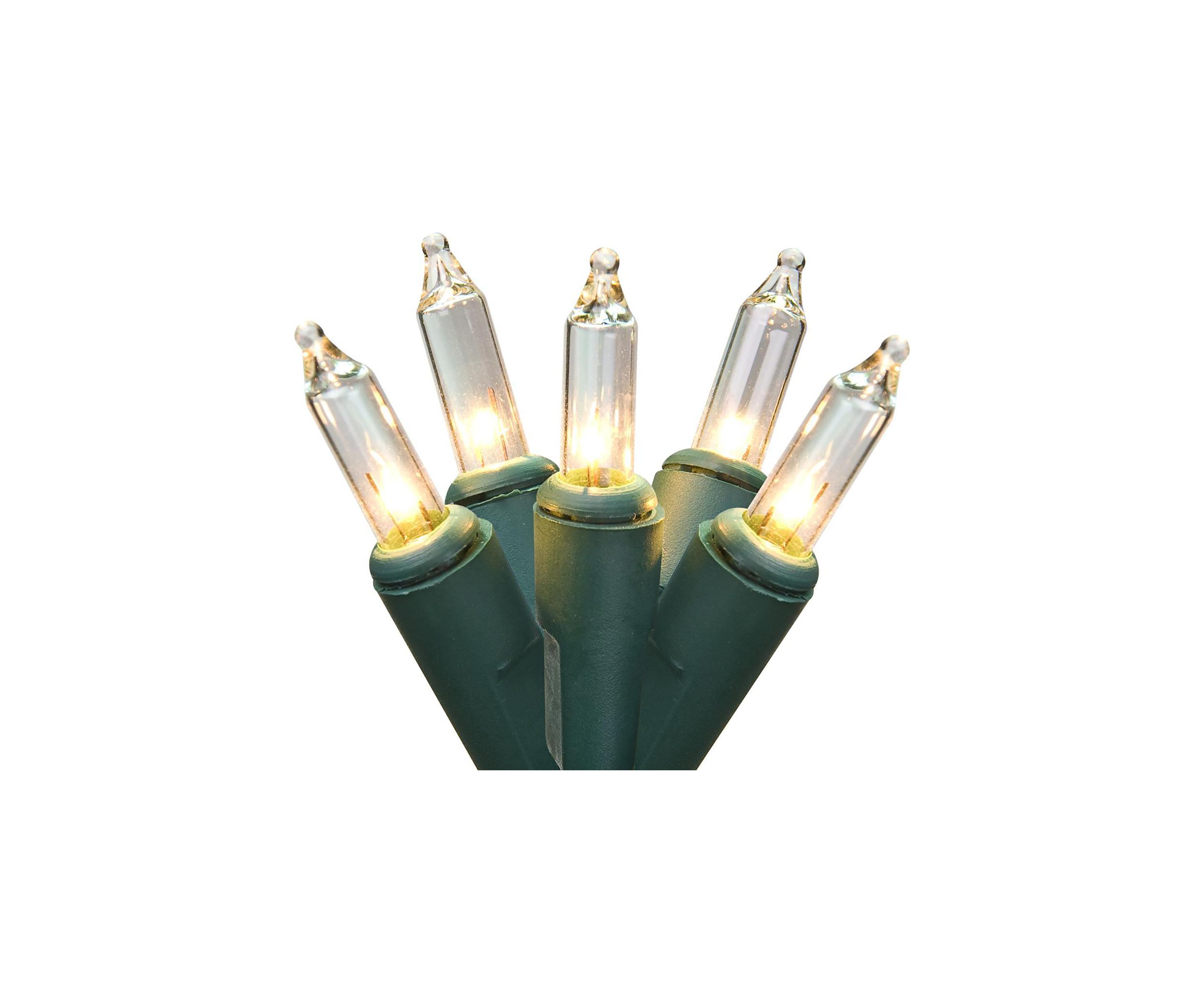 100-Count Clear Mini Christmas Light Set  49.6ft Green Wire