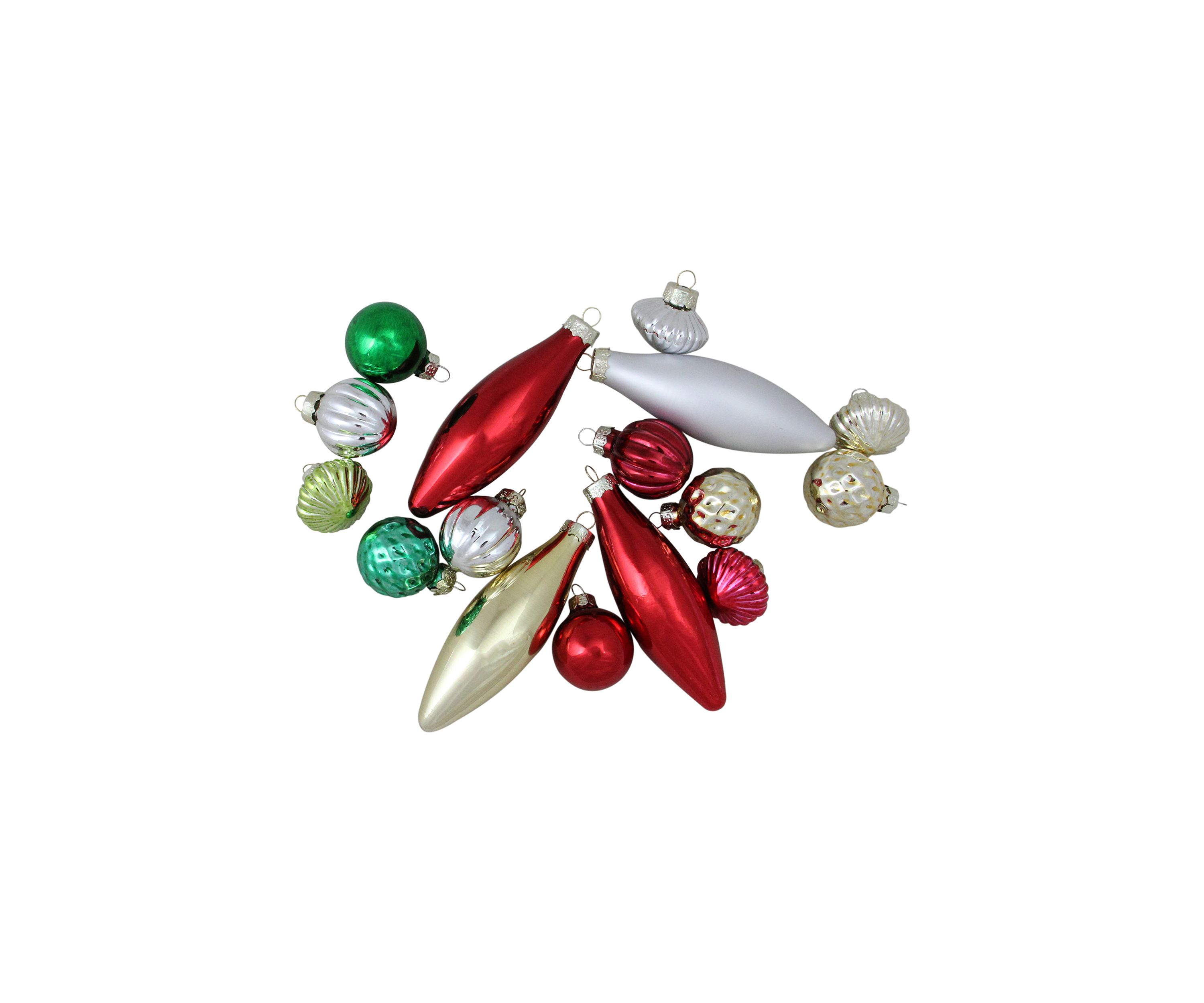 16ct Red and Green Traditional Finial Christmas Ornaments - 4 Inch (101mm)
