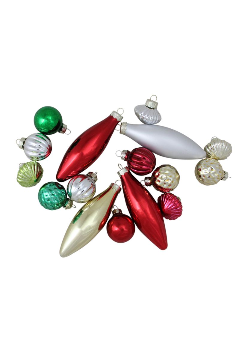 16ct Red and Green Traditional Finial Christmas Ornaments - 4 Inch (101mm)