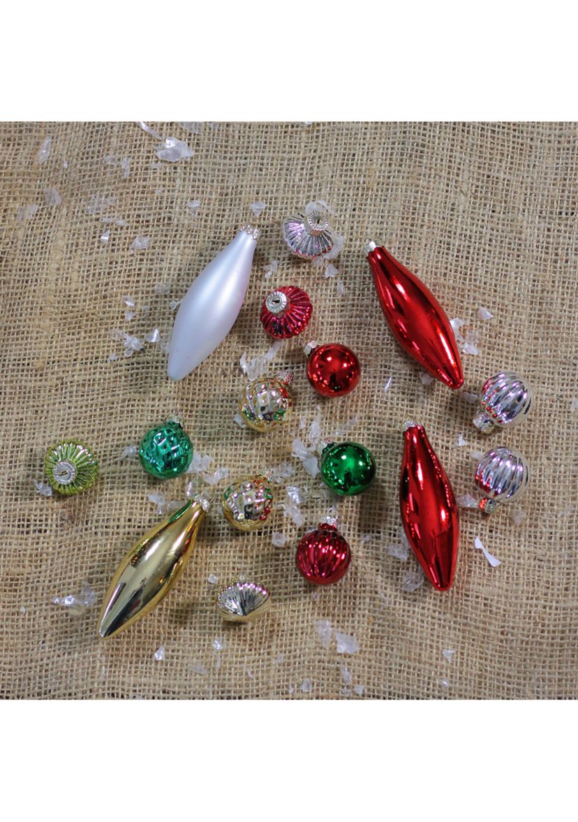 16ct Red and Green Traditional Finial Christmas Ornaments - 4 Inch (101mm)