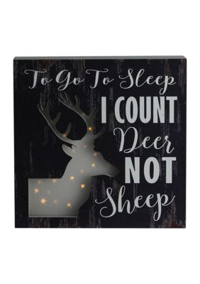 8" LED Lighted Fiber Optic Deer To Go to Sleep I Count Deer Not Sheep Wall Art Decoration