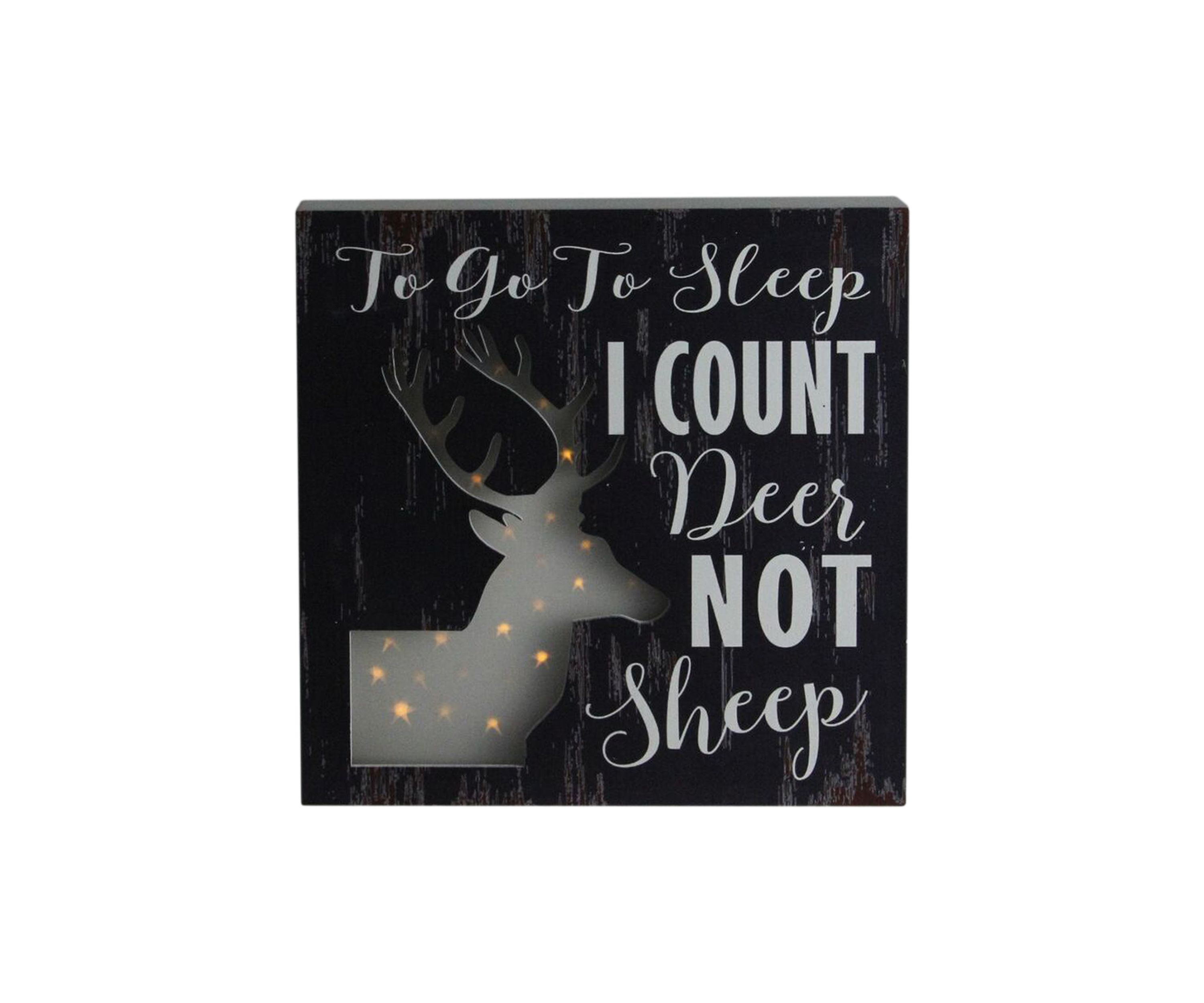 8" LED Lighted Fiber Optic Deer To Go to Sleep I Count Deer Not Sheep Wall Art Decoration