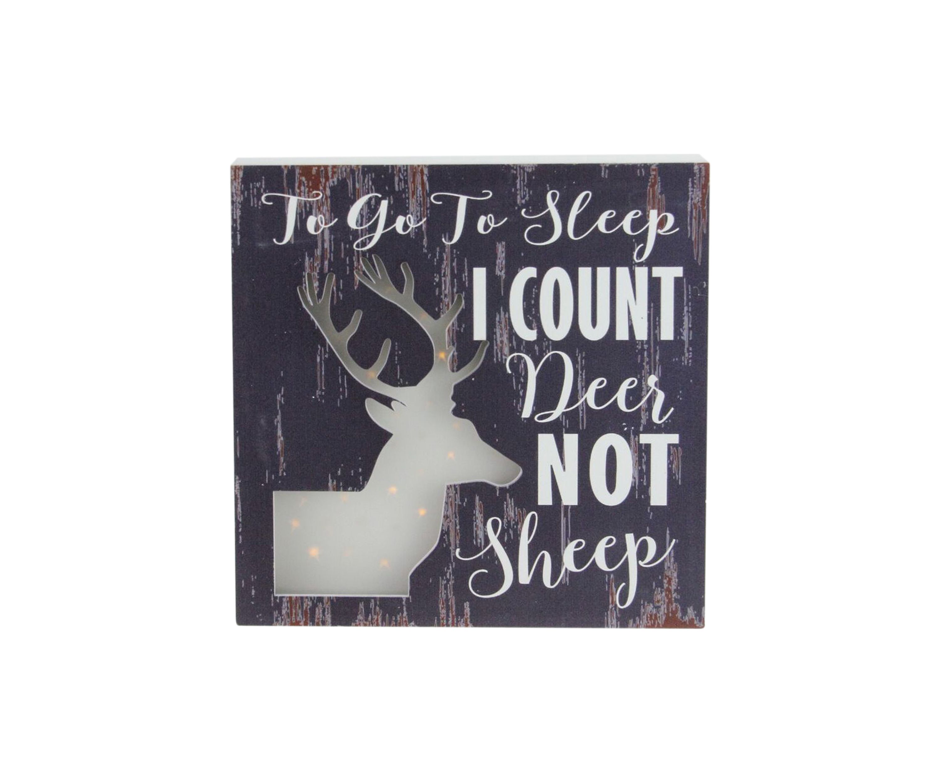 8" LED Lighted Fiber Optic Deer To Go to Sleep I Count Deer Not Sheep Wall Art Decoration