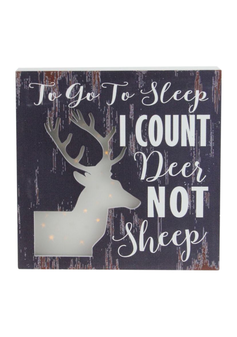 8" LED Lighted Fiber Optic Deer To Go to Sleep I Count Deer Not Sheep Wall Art Decoration