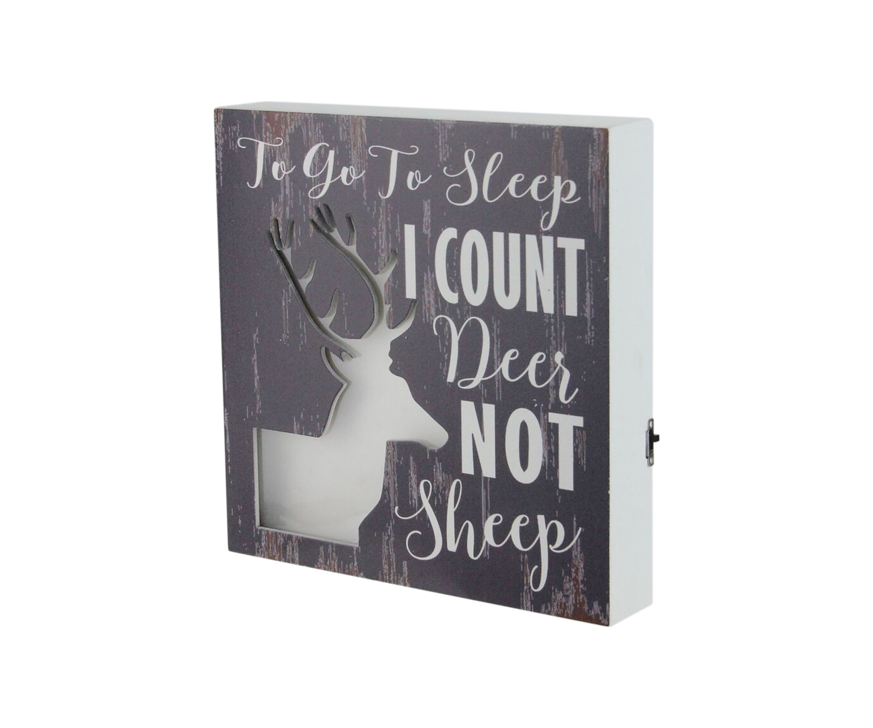 8" LED Lighted Fiber Optic Deer To Go to Sleep I Count Deer Not Sheep Wall Art Decoration