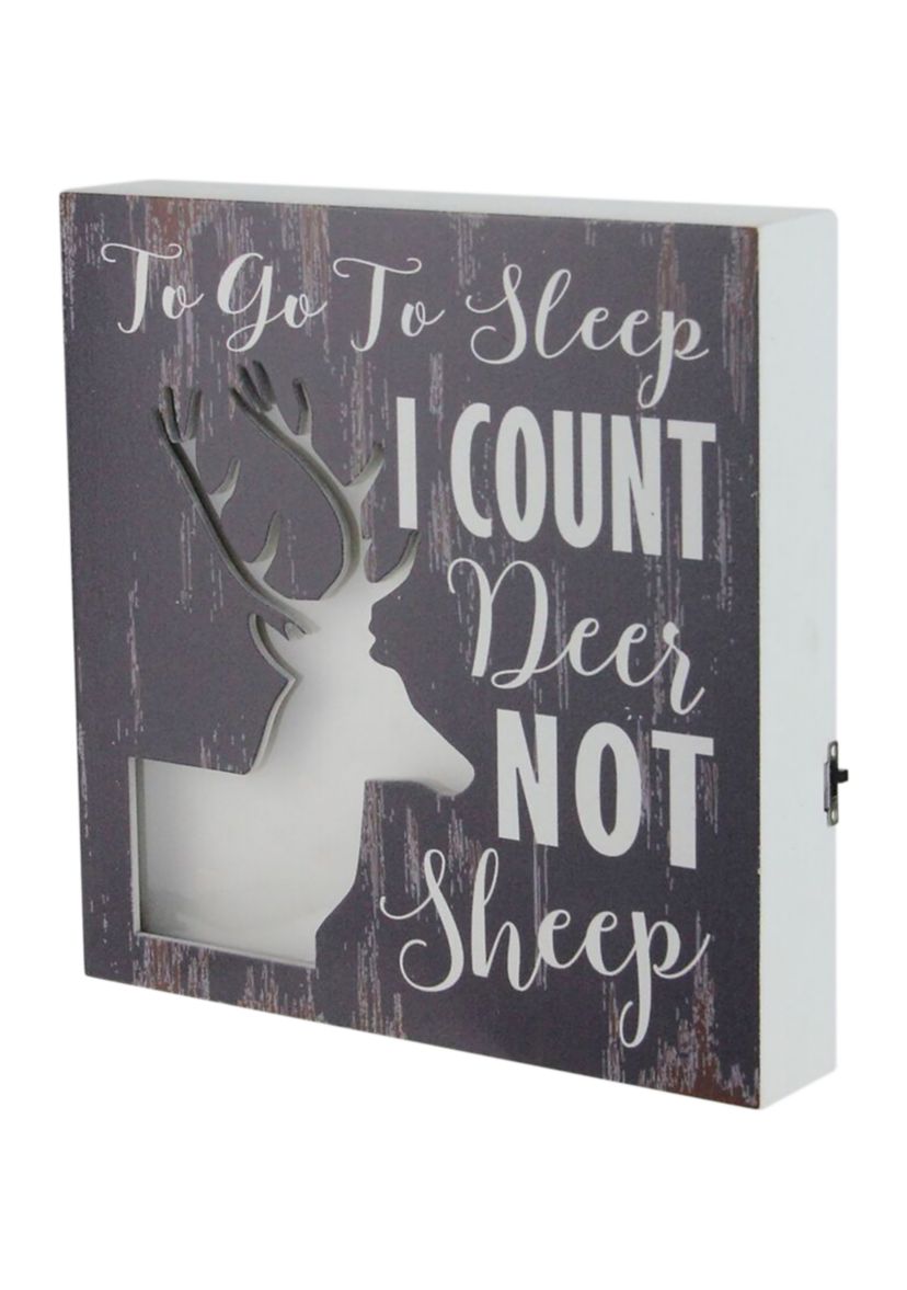 8" LED Lighted Fiber Optic Deer To Go to Sleep I Count Deer Not Sheep Wall Art Decoration