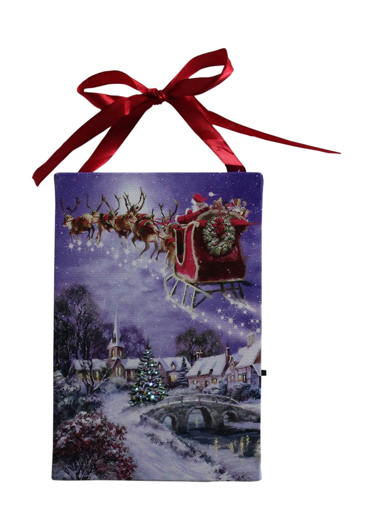 6 LED Fiber Optic Christmas Tree and Santa Sleigh Wall Art Decor