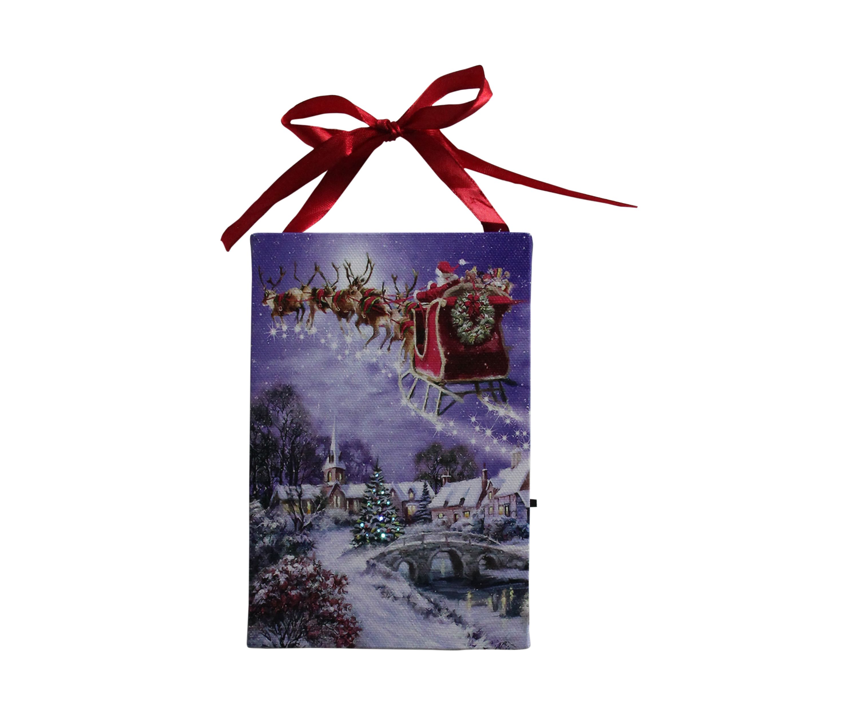 6 LED Fiber Optic Christmas Tree and Santa Sleigh Wall Art Decor