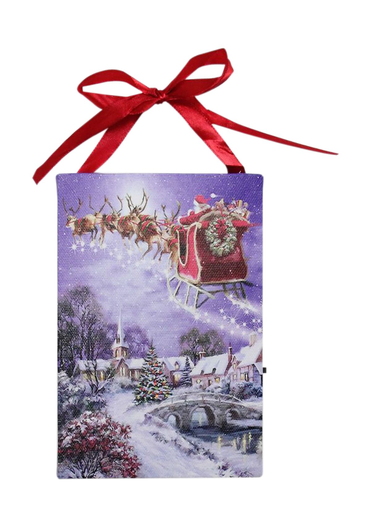 6 LED Fiber Optic Christmas Tree and Santa Sleigh Wall Art Decor