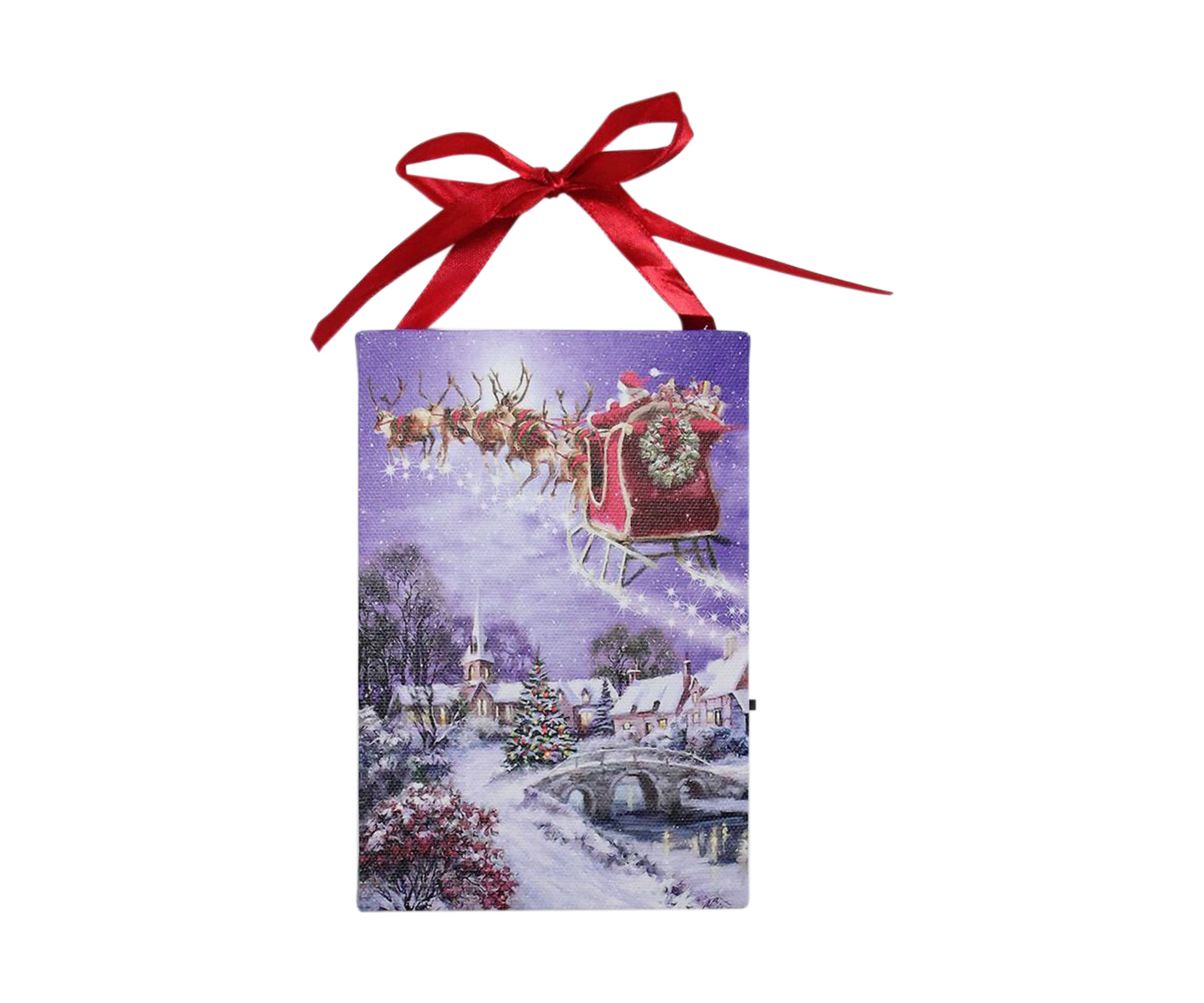 6 LED Fiber Optic Christmas Tree and Santa Sleigh Wall Art Decor