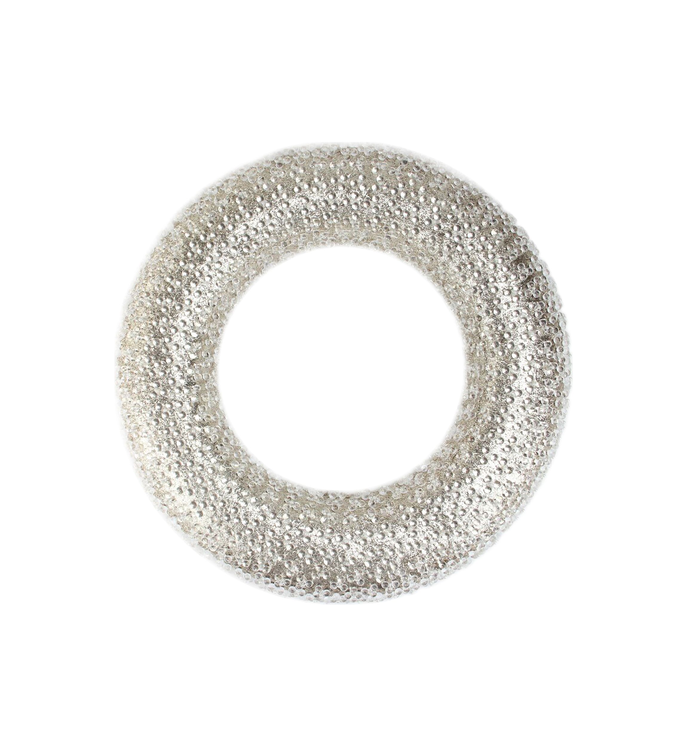 Silver and Clear Beaded Artificial Christmas Wreath - 20-Inch  Unlit
