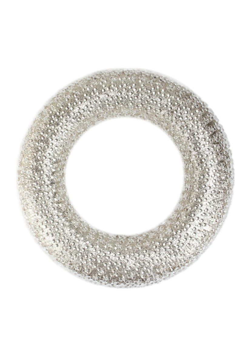 Silver and Clear Beaded Artificial Christmas Wreath - 20-Inch  Unlit