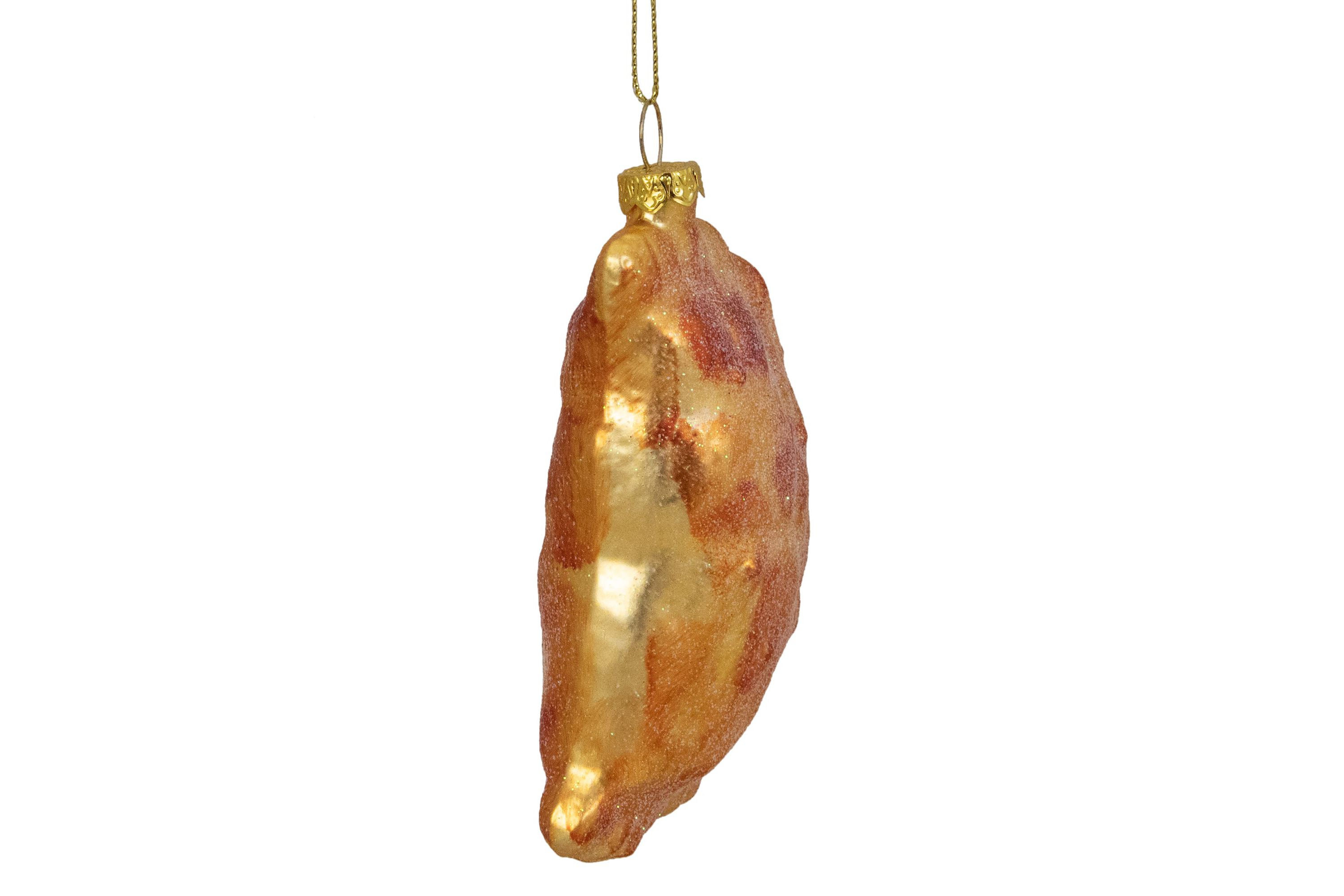 5" Golden Glittered Pierogi Glass Christmas Ornament