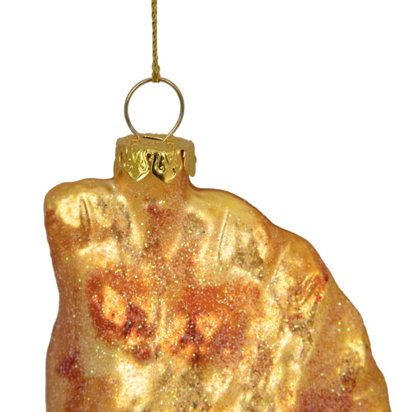 5" Golden Glittered Pierogi Glass Christmas Ornament