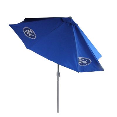 9ft Outdoor Patio Ford Umbrella with Hand Crank and Tilt  Blue