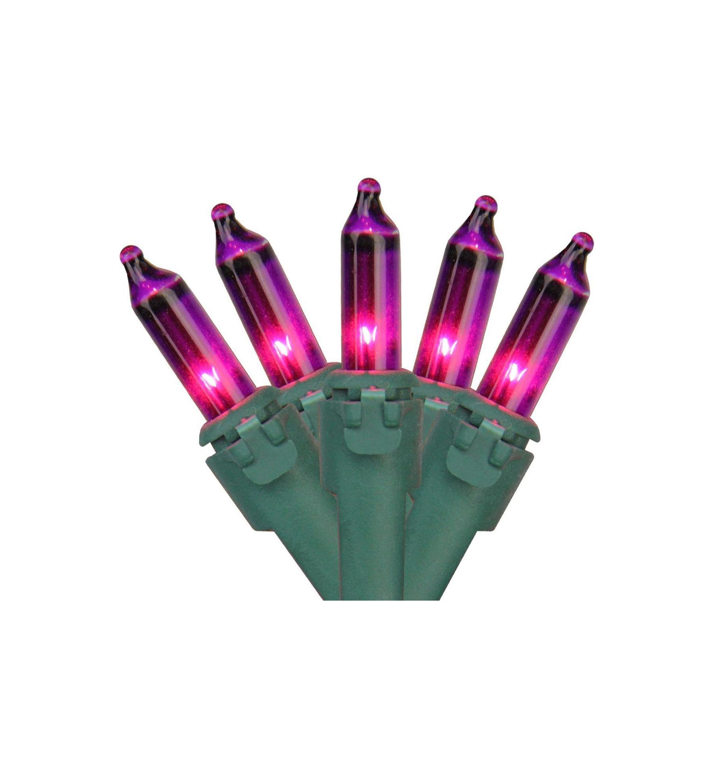 150 Pinkish Purple Chasing 8 Function Mini Christmas Lights - 31.25 ft Green Wire