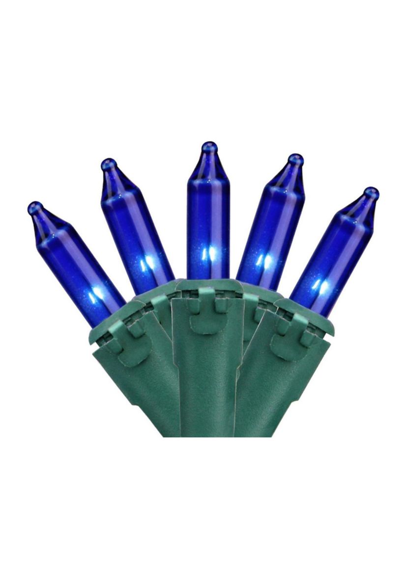150-Count Blue Mini Christmas Light Set  31.25ft Green Wire