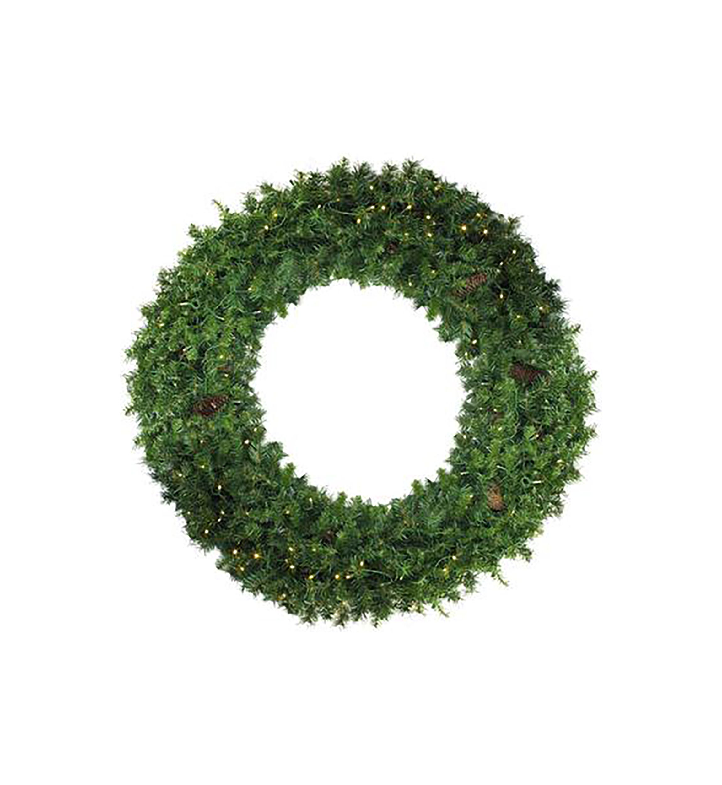Pre-Lit Green Pine Artificial Christmas Wreath  48-Inch  Clear Lights