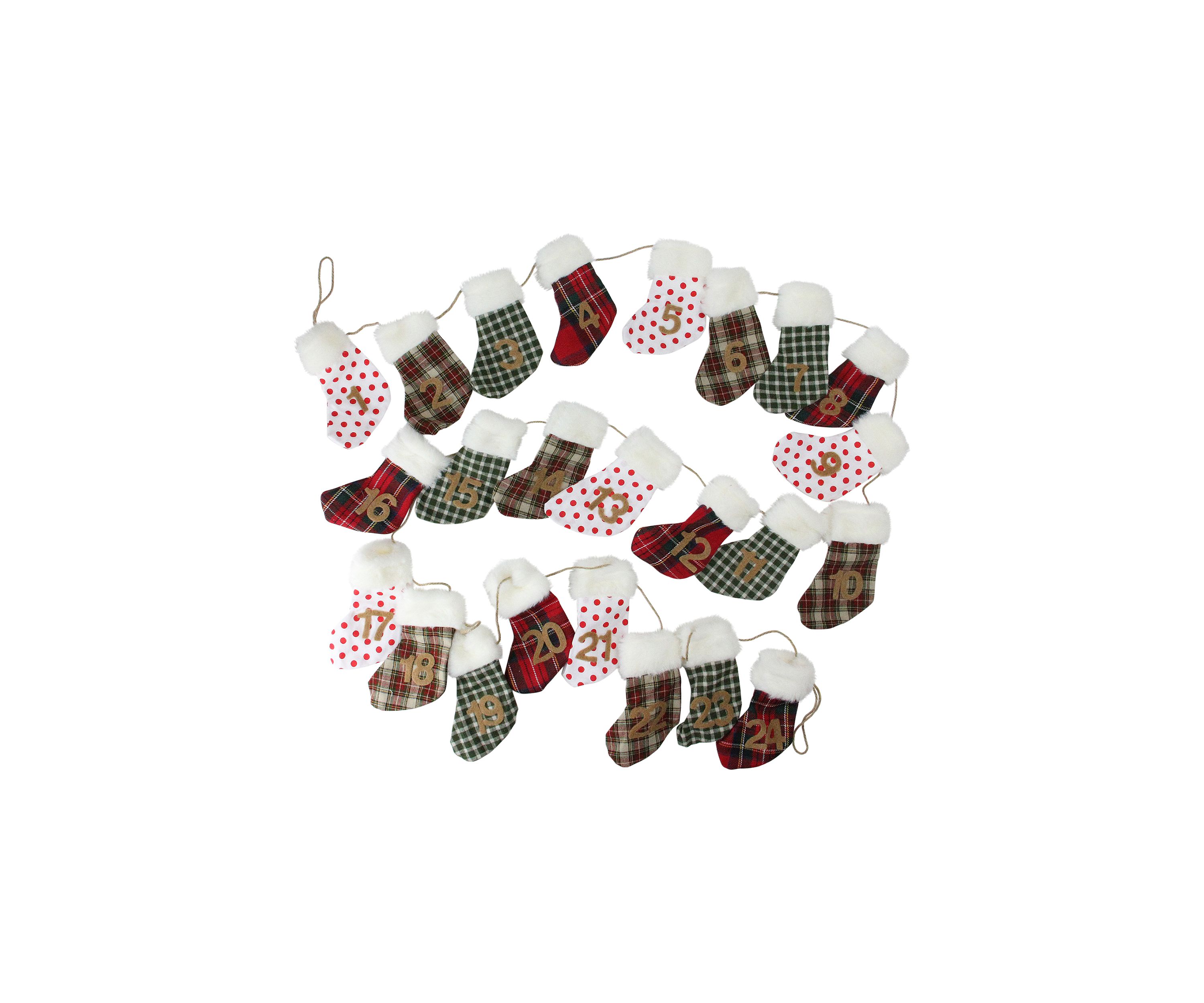 8" x 1" White and Red Stocking Artificial Christmas Garland - Unlit