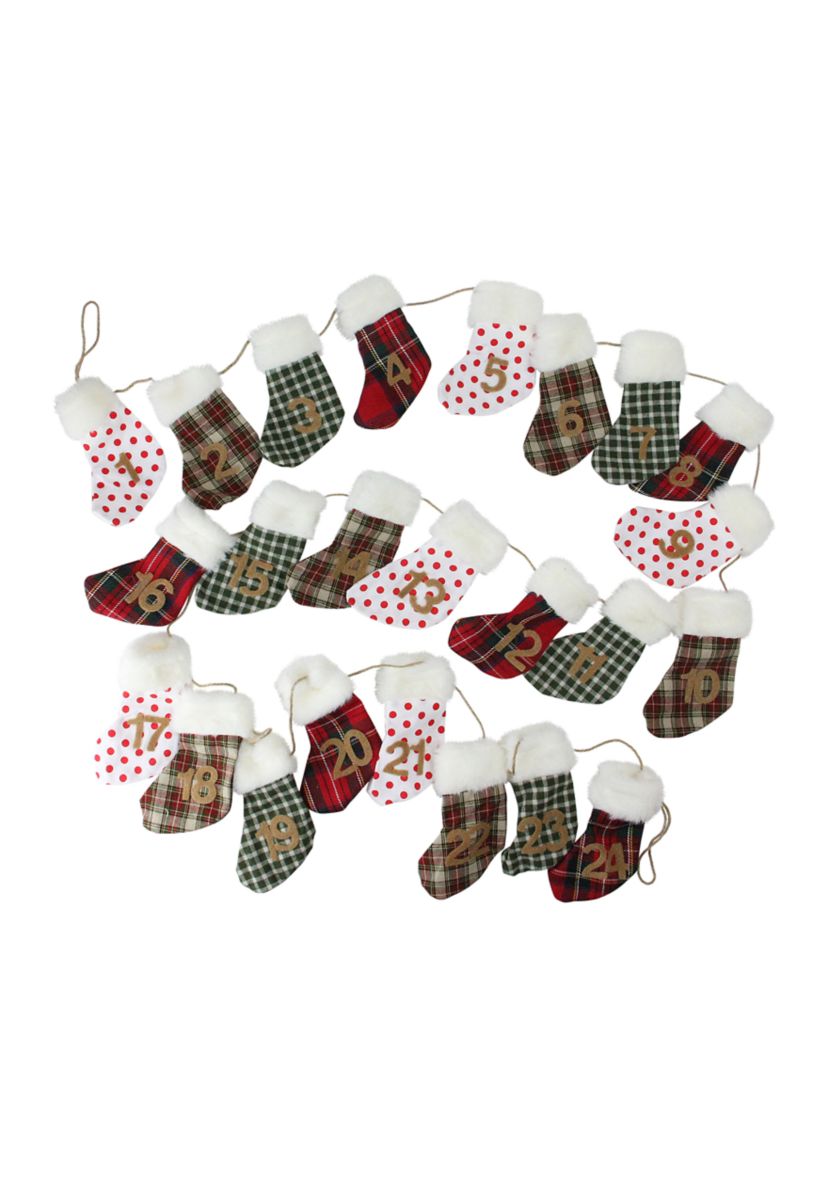 8" x 1" White and Red Stocking Artificial Christmas Garland - Unlit