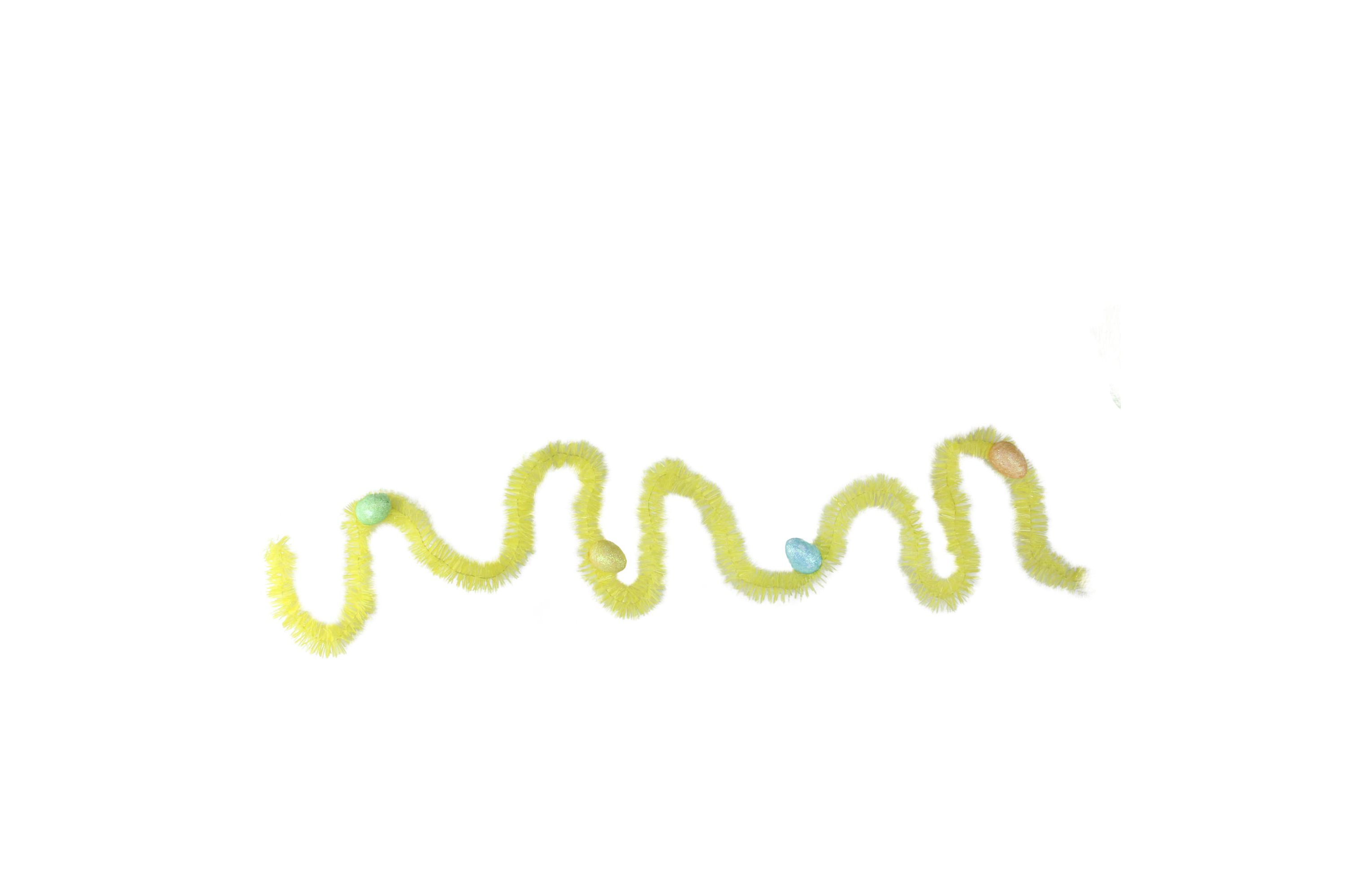 25 x 1.25" Yellow Spring Tinsel Artificial Garland with Easter Eggs - Unlit