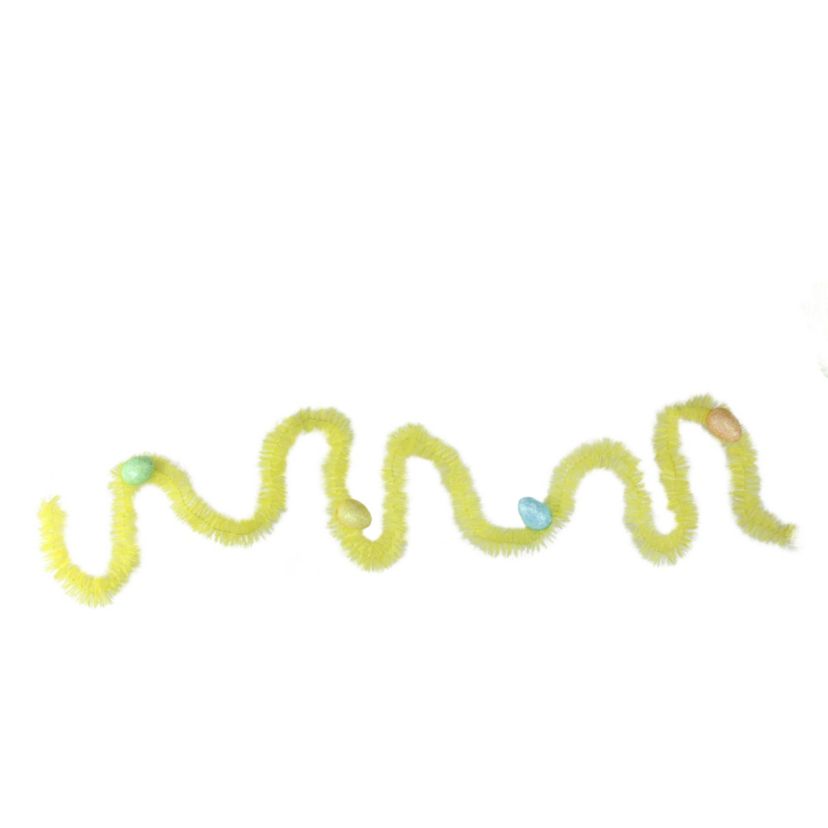 25 x 1.25" Yellow Spring Tinsel Artificial Garland with Easter Eggs - Unlit