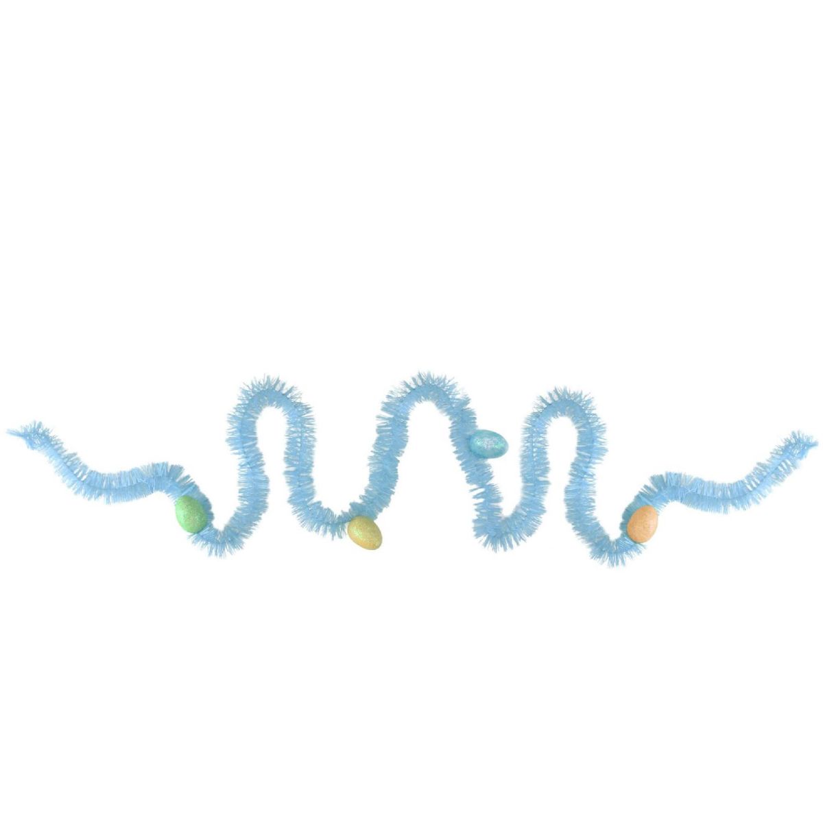 25 Blue Spring Tinsel Garland with Easter Eggs - Unlit
