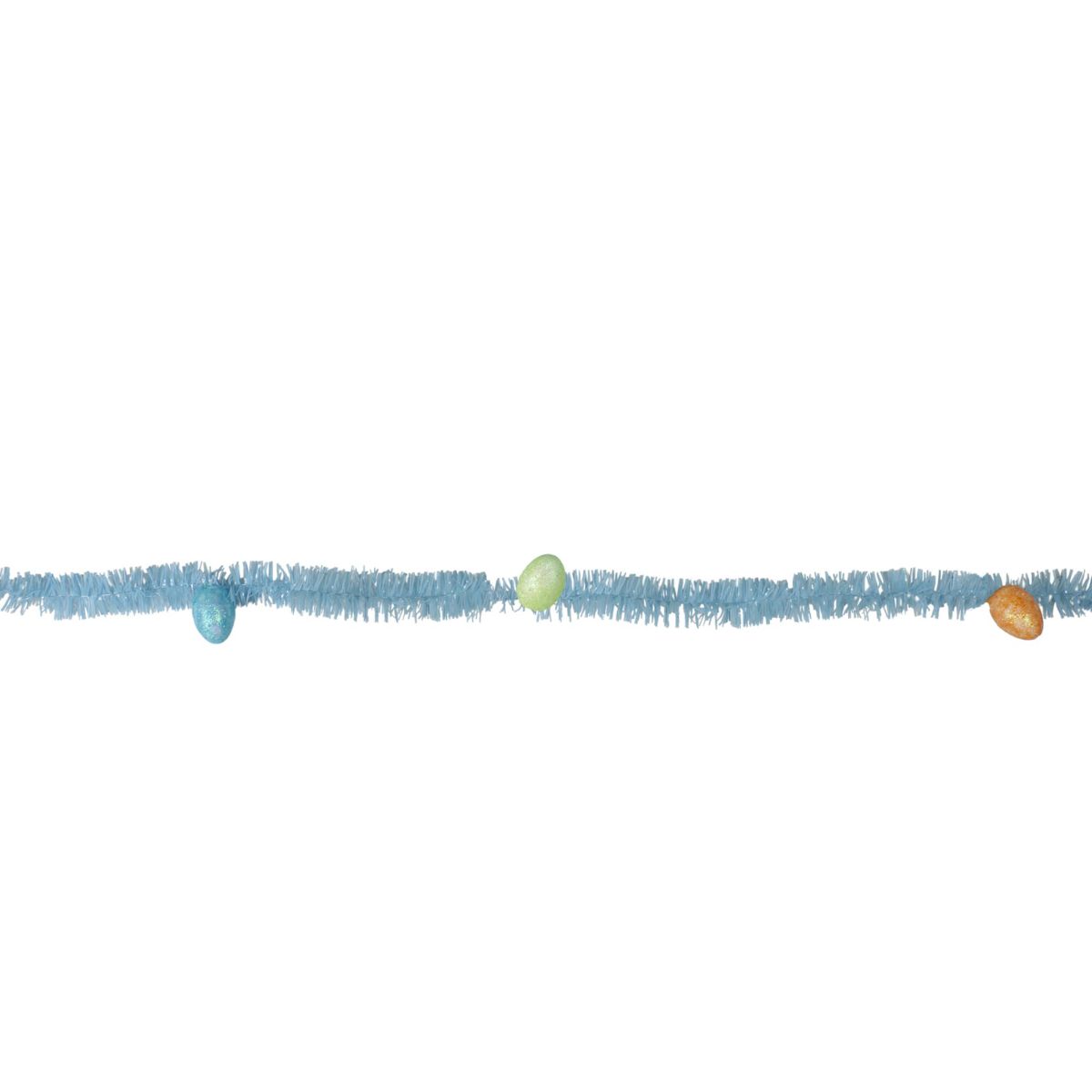 25 Blue Spring Tinsel Garland with Easter Eggs - Unlit