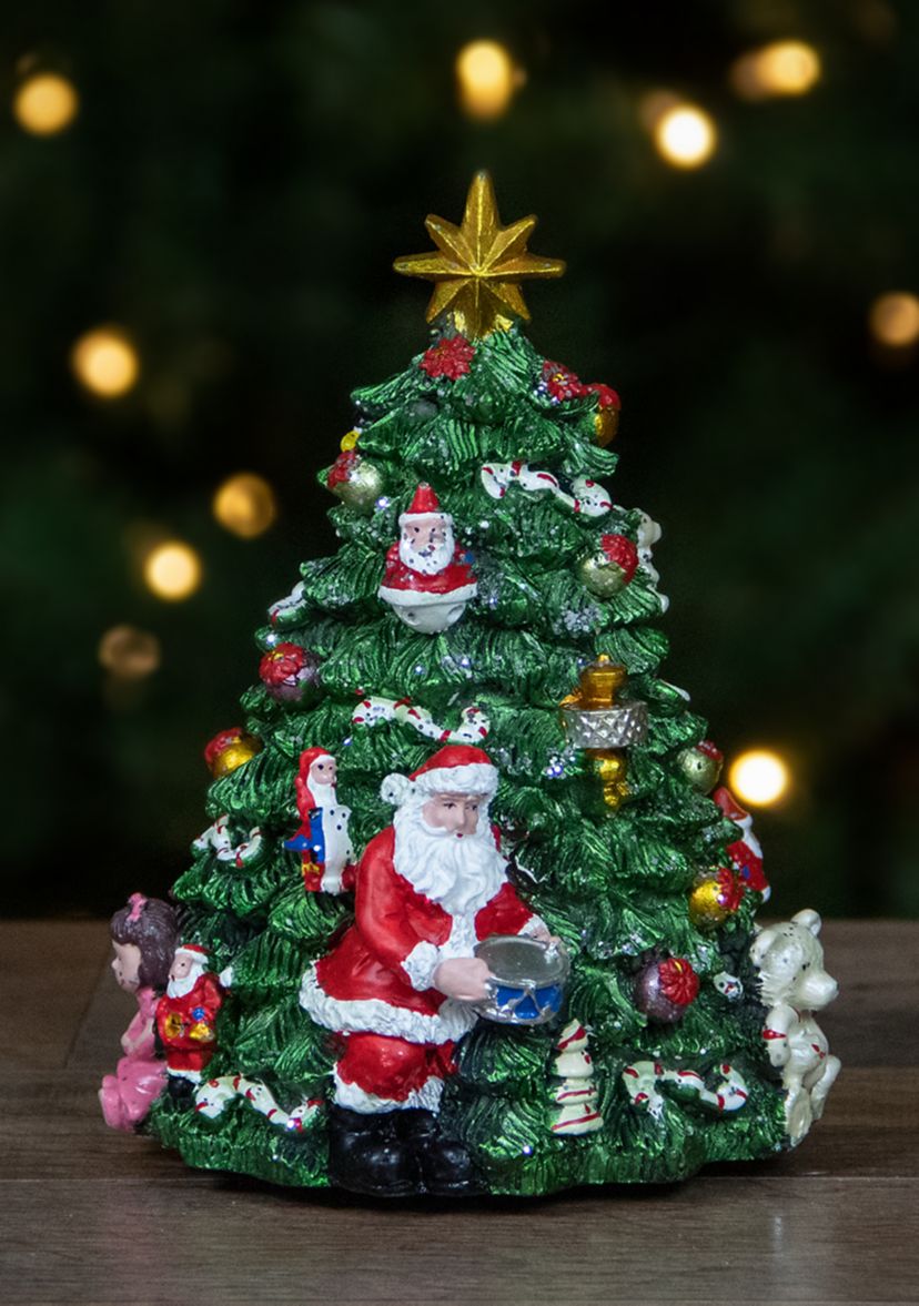 5.5Inch Santa Christmas Tree Rotating Music Box