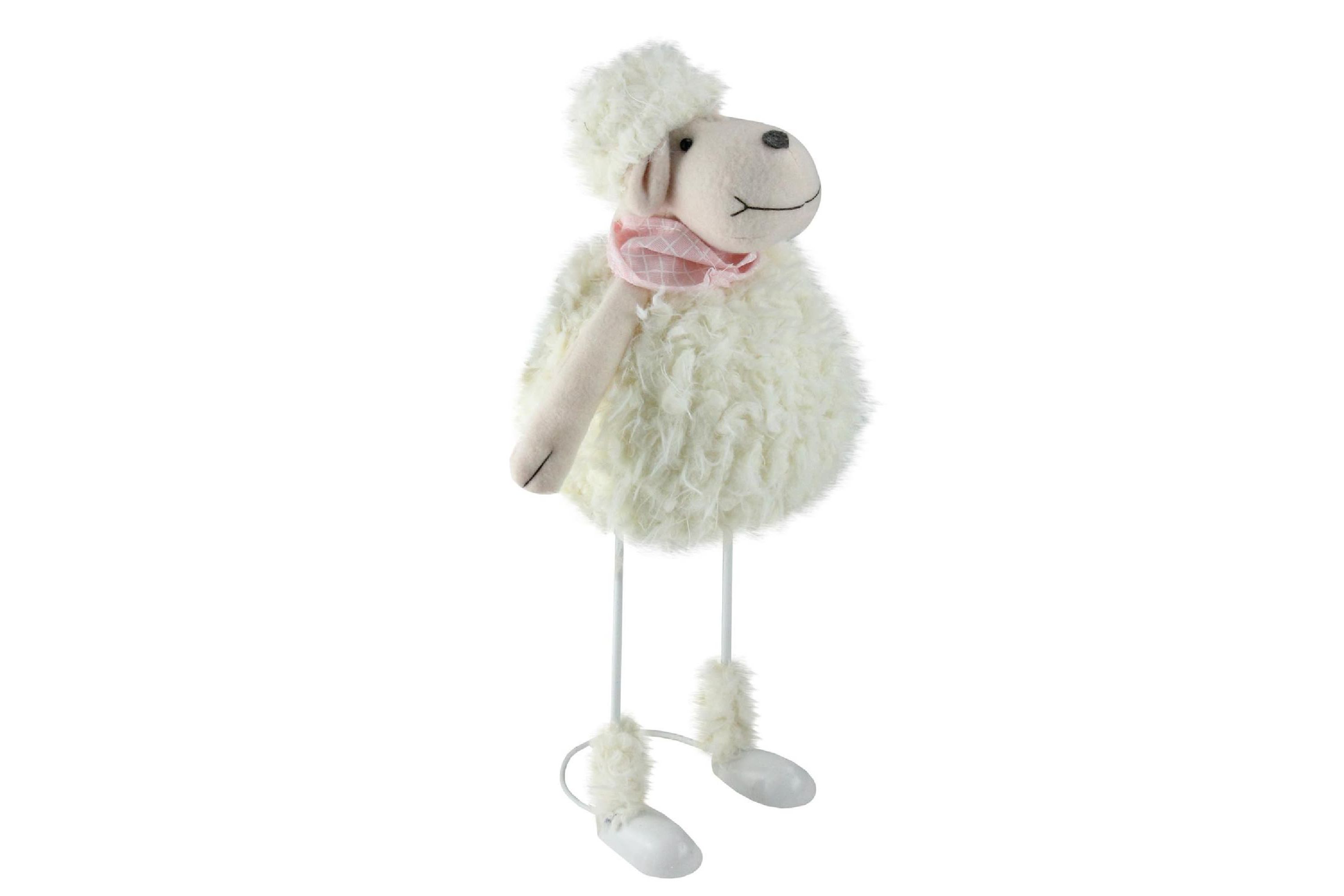 Spring Loaded Lamb with Bandanna Easter Figure - 16" - White and Pink