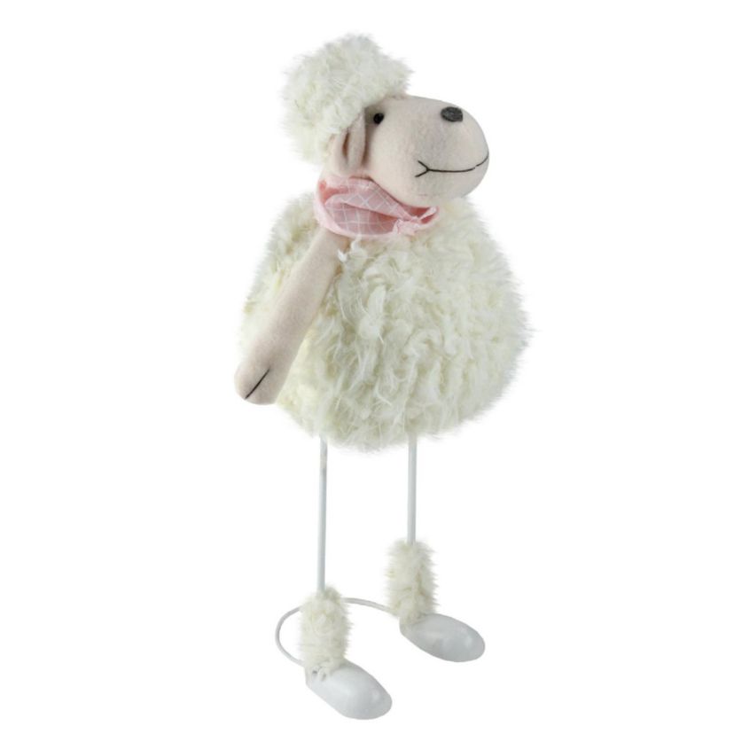 Spring Loaded Lamb with Bandanna Easter Figure - 16" - White and Pink