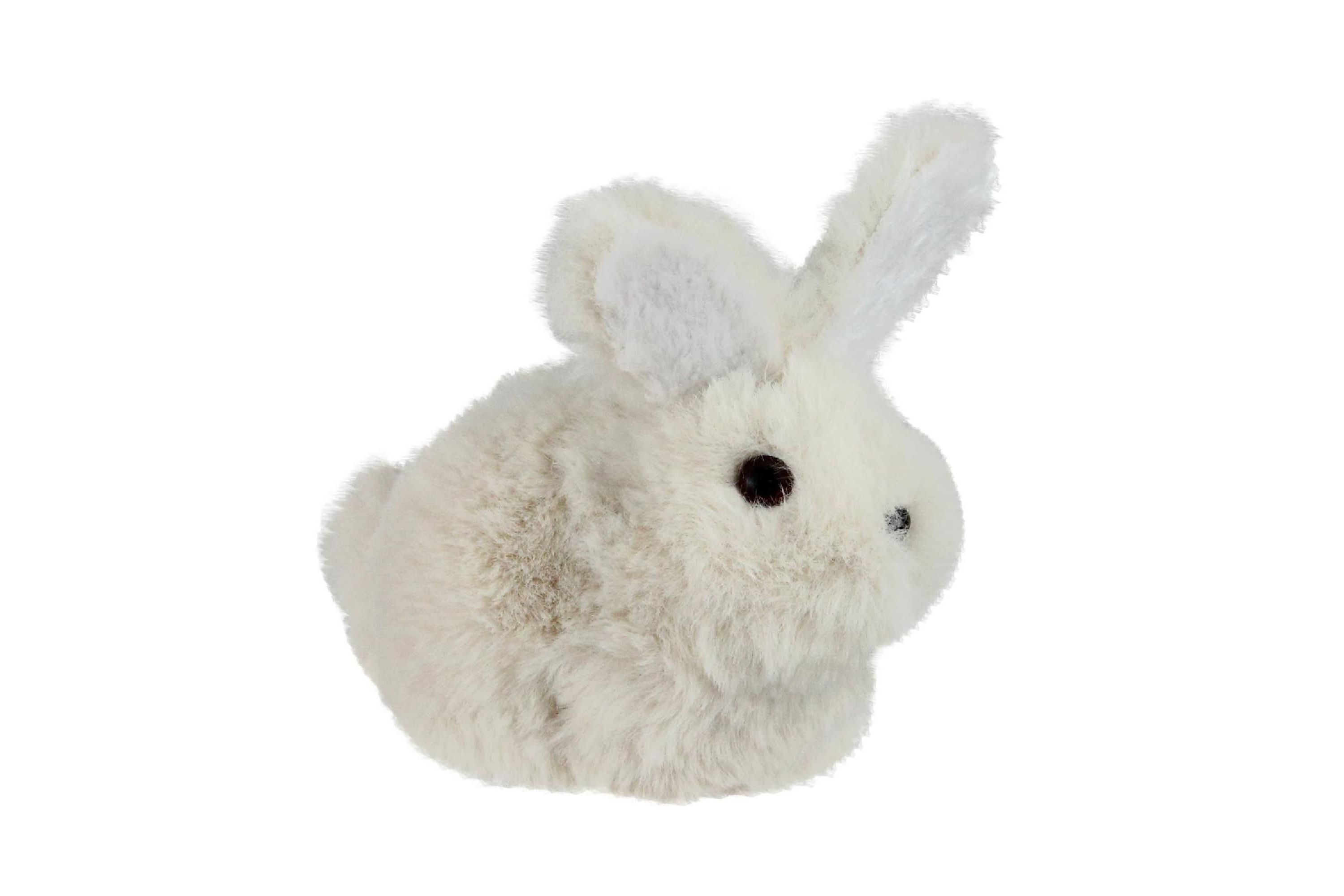 4.75" White and Black Plush Sitting Easter Bunny Rabbit Spring Figure