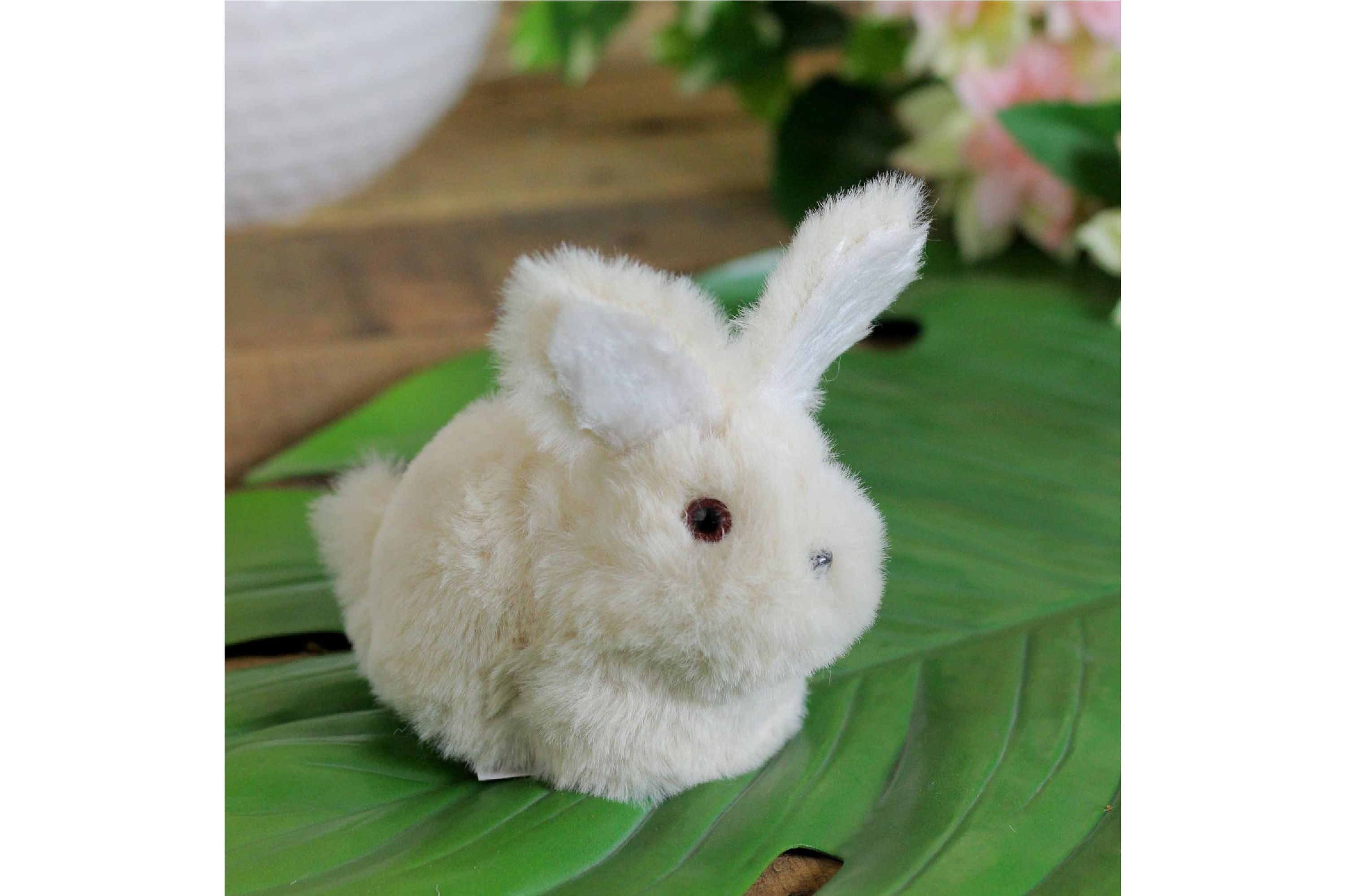 4.75" White and Black Plush Sitting Easter Bunny Rabbit Spring Figure