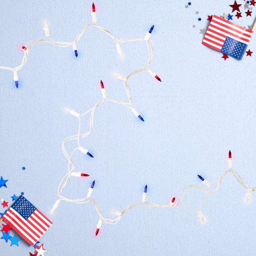 Patriotic Mini Christmas Light Set - 20 - White Wire - 100ct