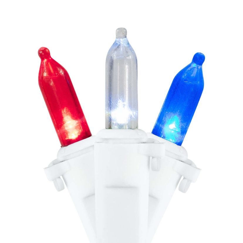 Patriotic LED Mini Christmas Lights - 15.5 - White Wire - 50ct