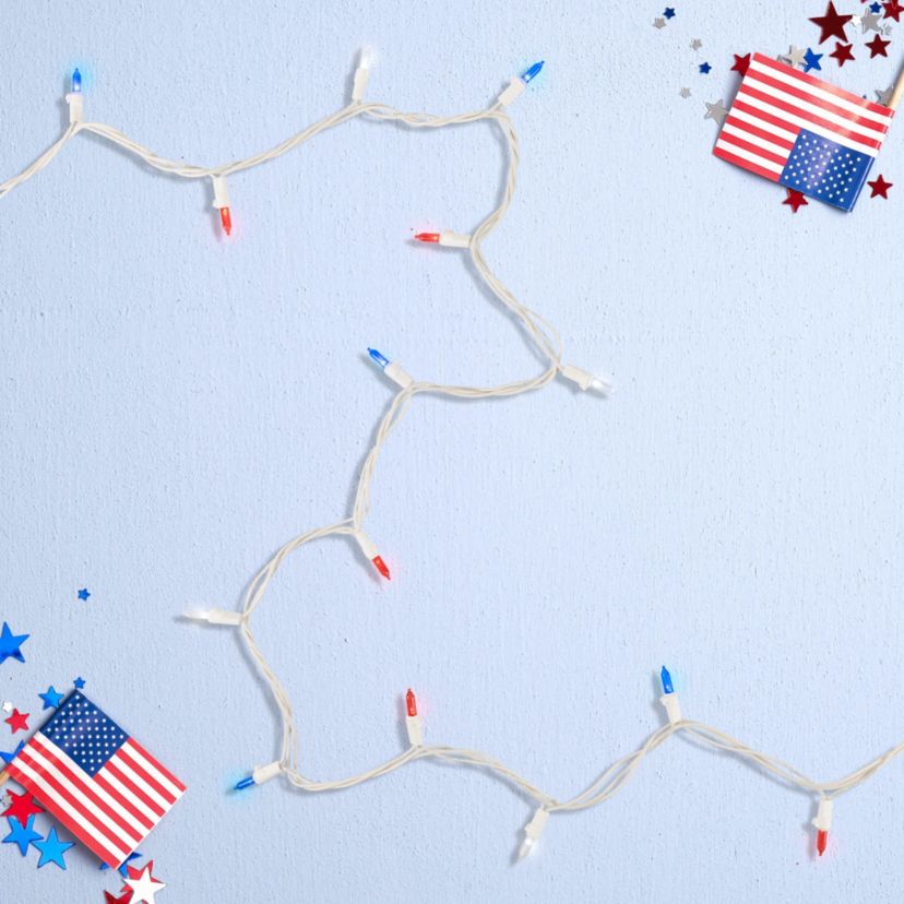Patriotic LED Mini Christmas Lights - 15.5 - White Wire - 50ct