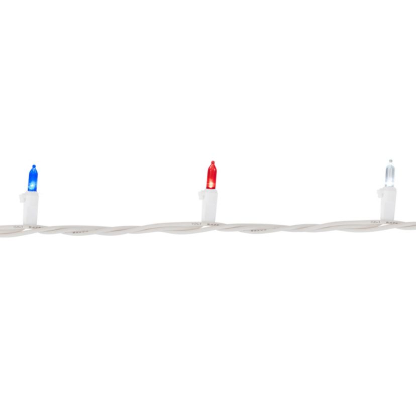 Patriotic LED Mini Christmas Lights - 15.5 - White Wire - 50ct